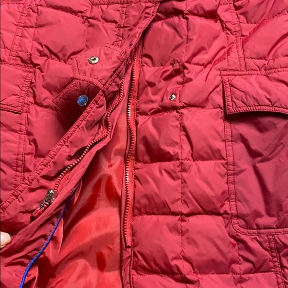 RED TOMMY HILFIGER LONG PUFFER JACKET SNAP - Picture 3 of 6